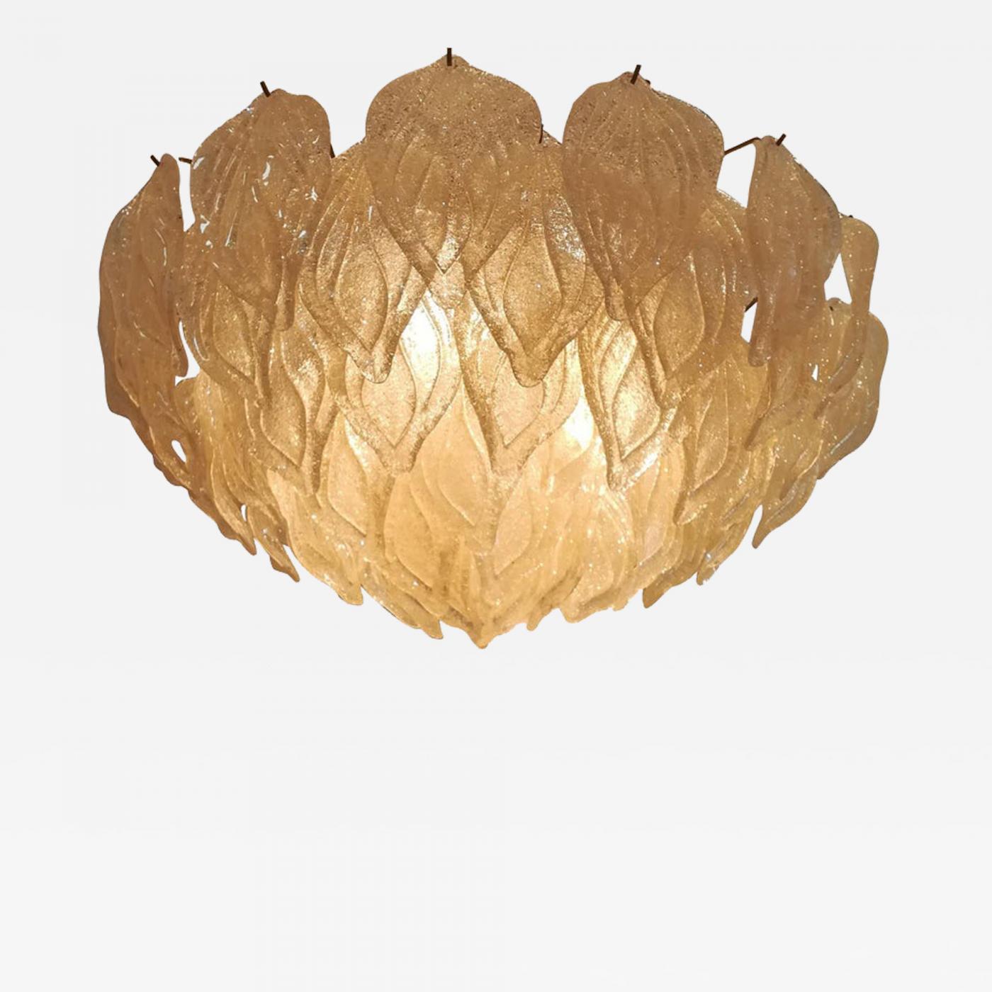 Golden Leaves Murano Glass Chandelier