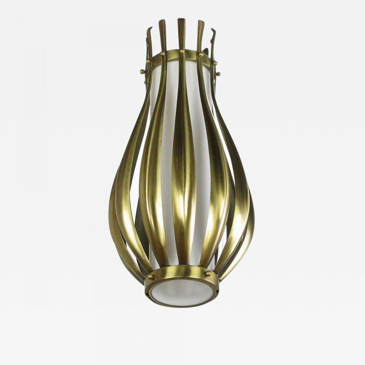 Gourd Form Brushed Brasilk Glass Pendant Light - Milk Glass Pendant Light Brass Gourd Form Brushed Brasilk Glass Pendant Light - Milk Glass Pendant Light Brass
