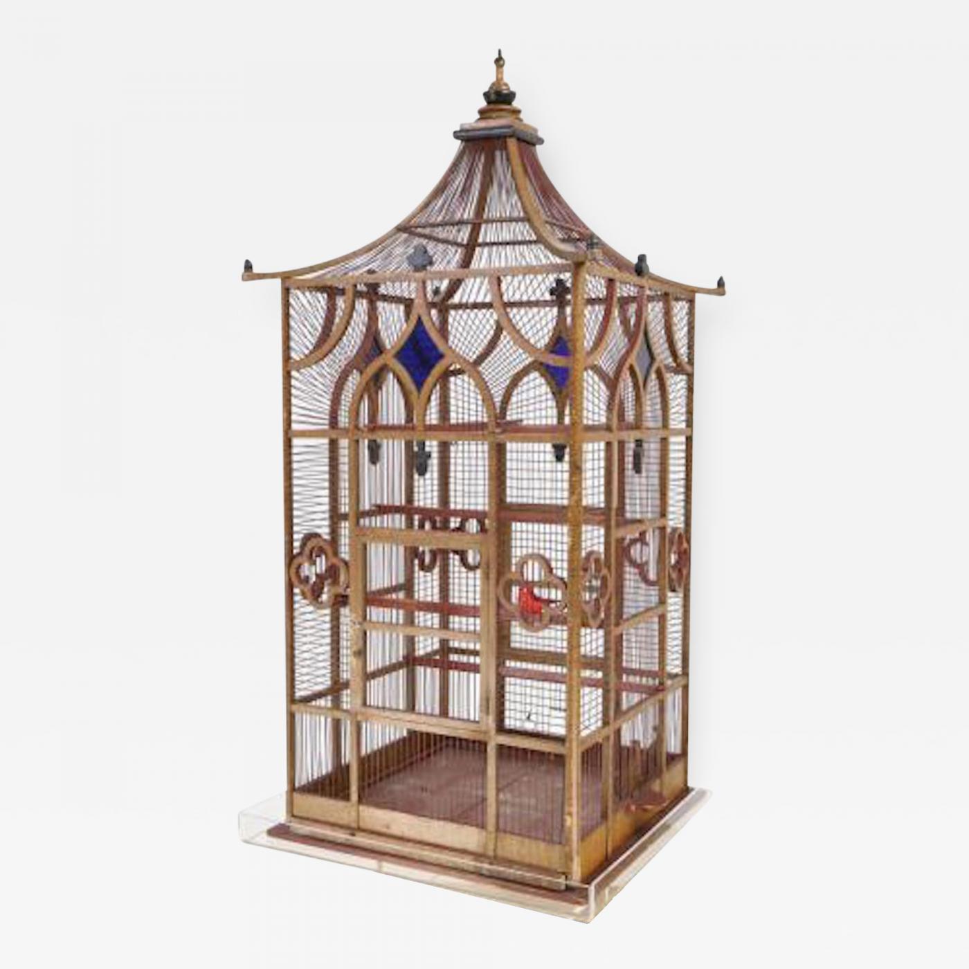 Antique Elegant Victorian Gothic Era Style Wooden Birdcage. French