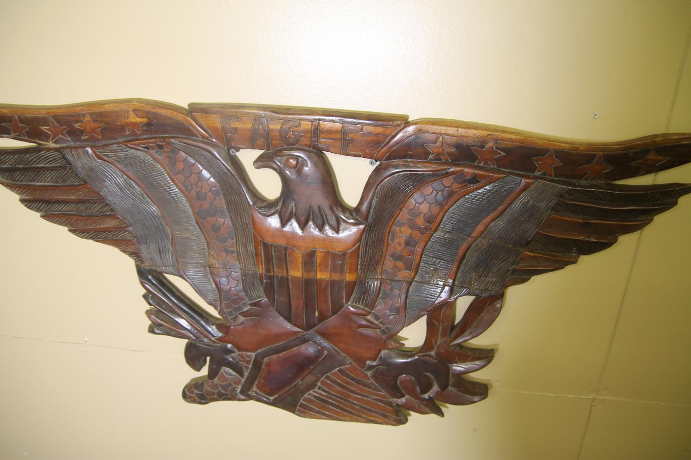 Hand Carved Wooden Eagle Wall Sculpture
