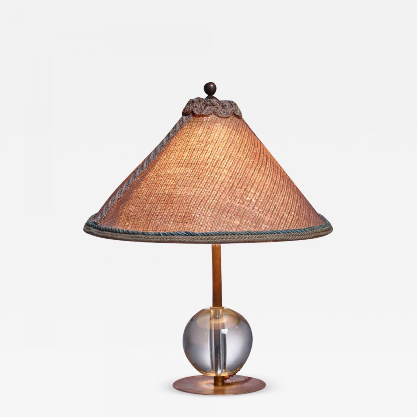 Handcrafted Art Deco Table Lamp With Crystal Glass Ball