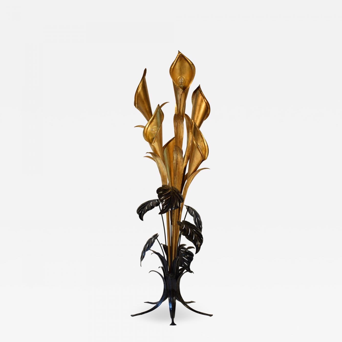 Midcentury Floor Lamp By Hans Kogl With Huge Tropical Flowers
