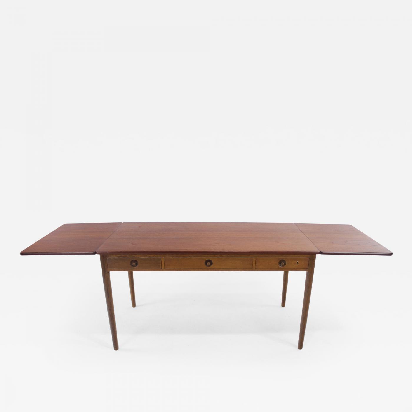 Hans Wegner Danish Modern Expandable Teak Oak Desk Designed By Listings Furniture Tables Desks Writing Hans Wegner