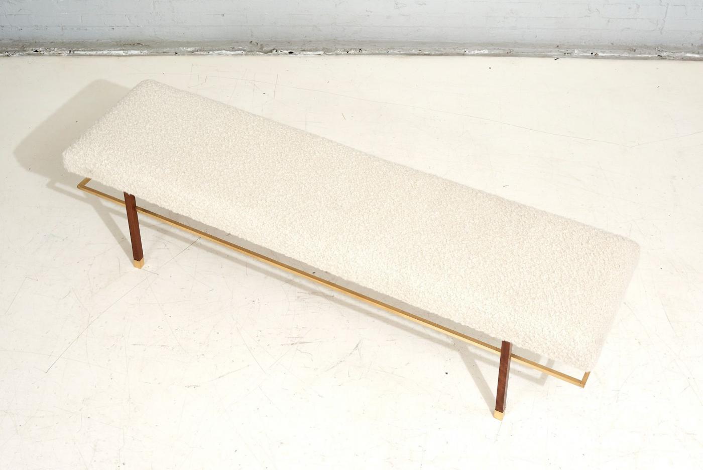 Harvey Probber Harvey Probber Brass Frame Bench in Boucle, 1950