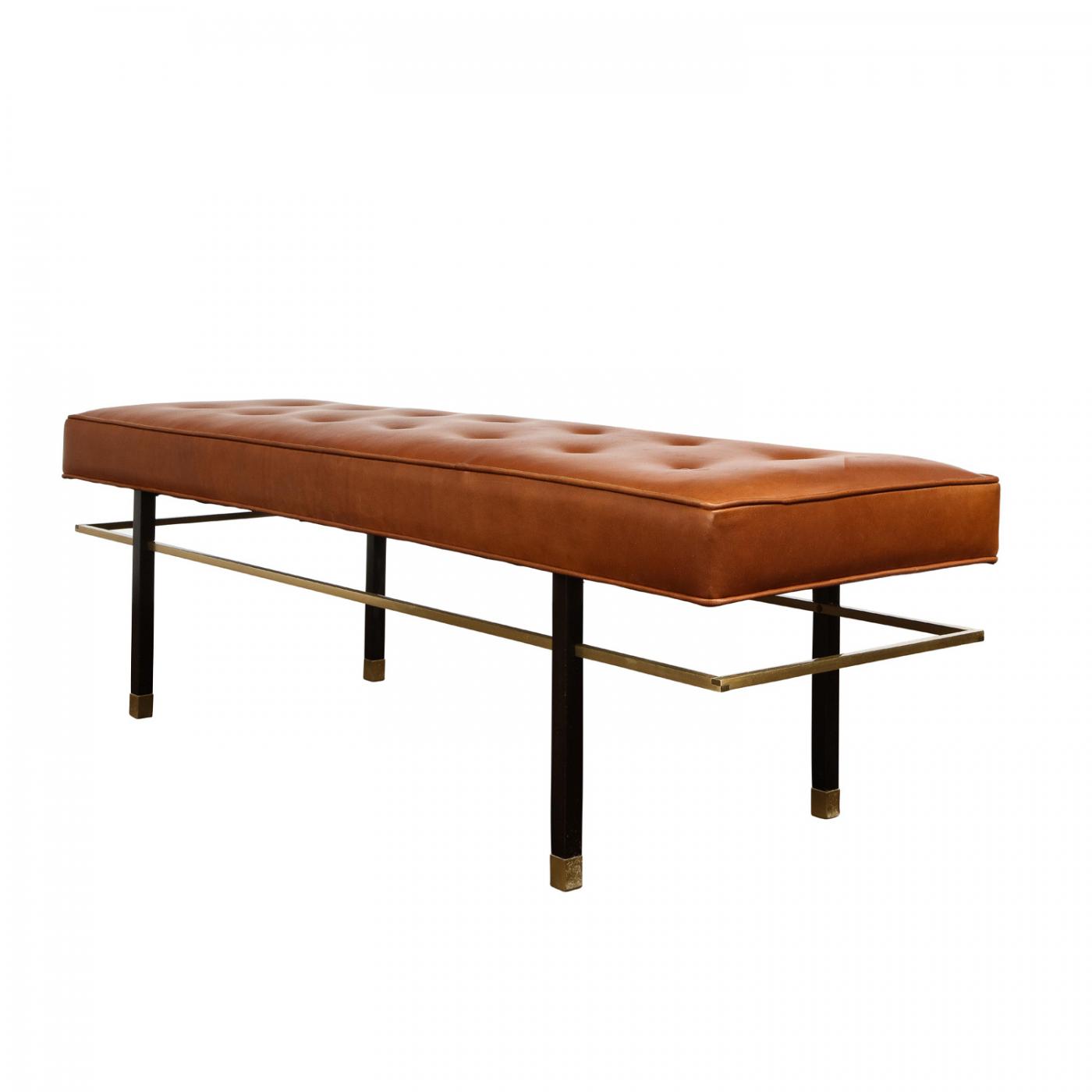 Harvey Probber Harvey Probber Bench With Floating Brass Stretcher 1950s