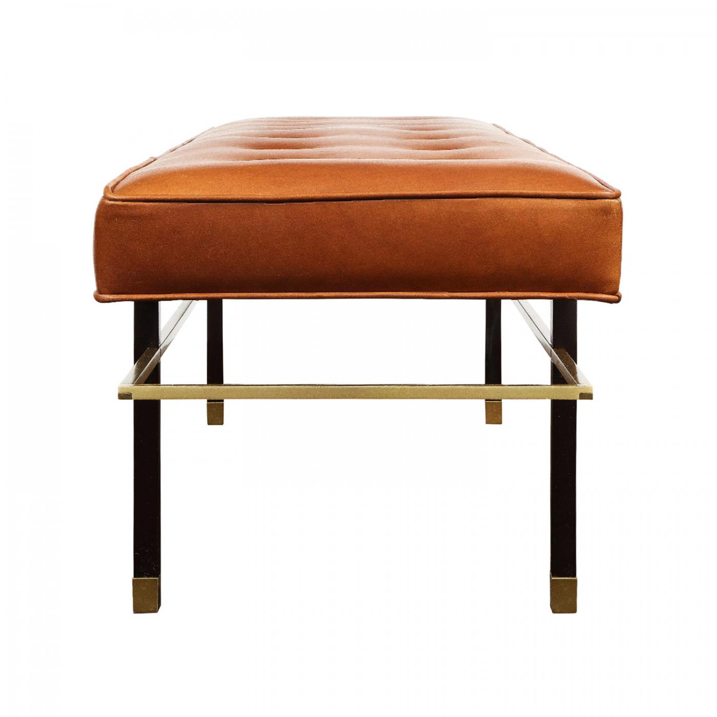 Harvey Probber Harvey Probber Bench With Floating Brass Stretcher 1950s