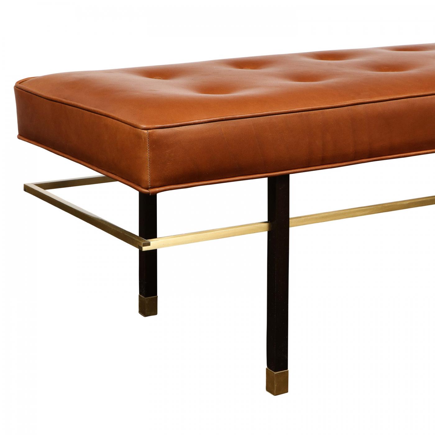 Harvey Probber Harvey Probber Bench With Floating Brass Stretcher 1950s
