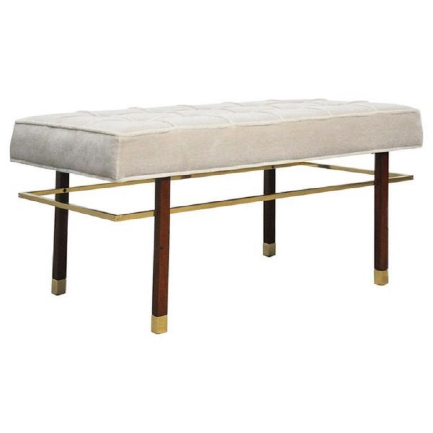 Harvey Probber Harvey Probber Brass Frame Bench in Grey Mohair