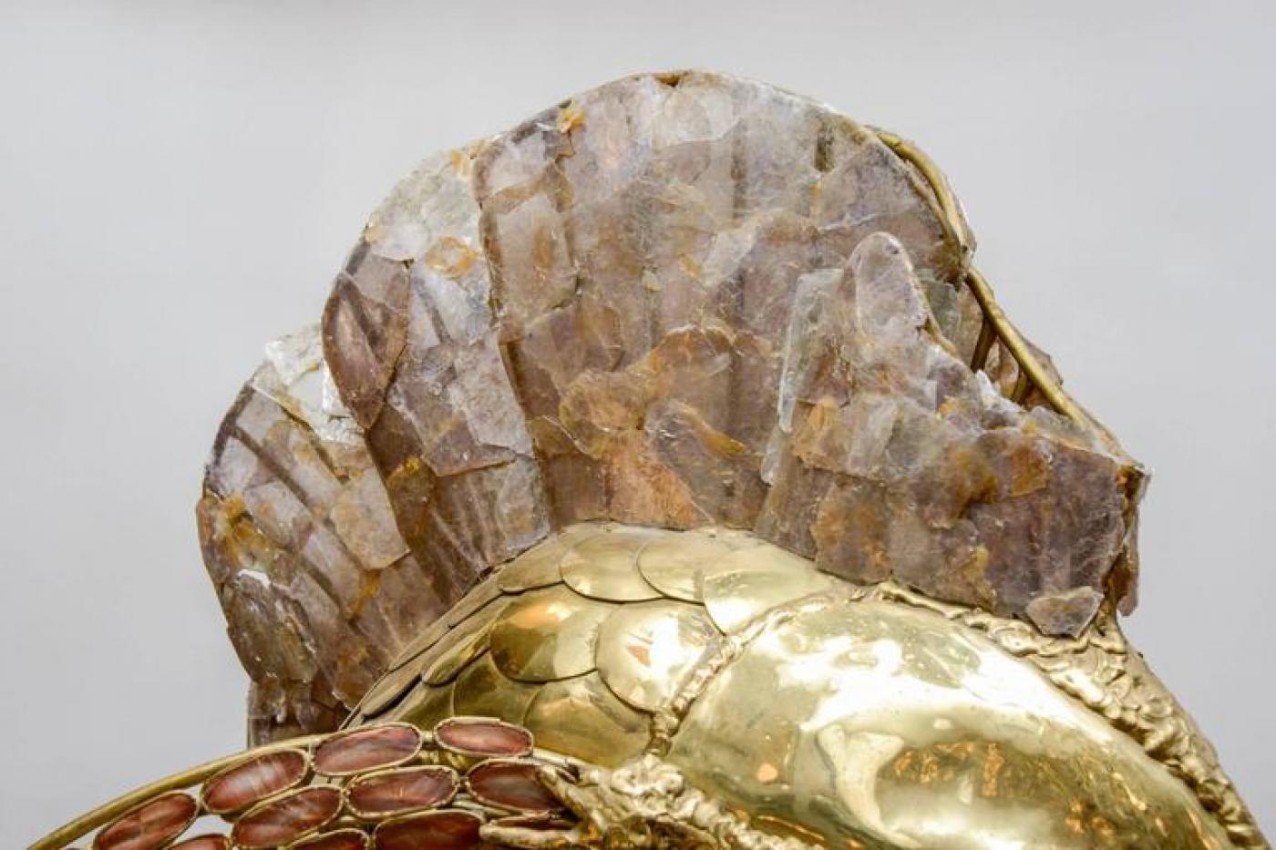 Henri Fernandez Unique Brass Mica and Marble Swordfish Lightning