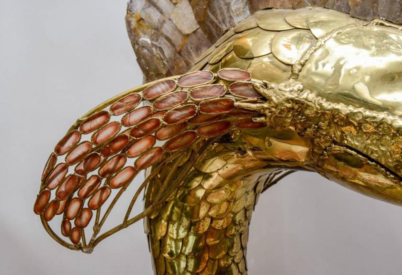 Henri Fernandez Unique Brass Mica and Marble Swordfish Lightning