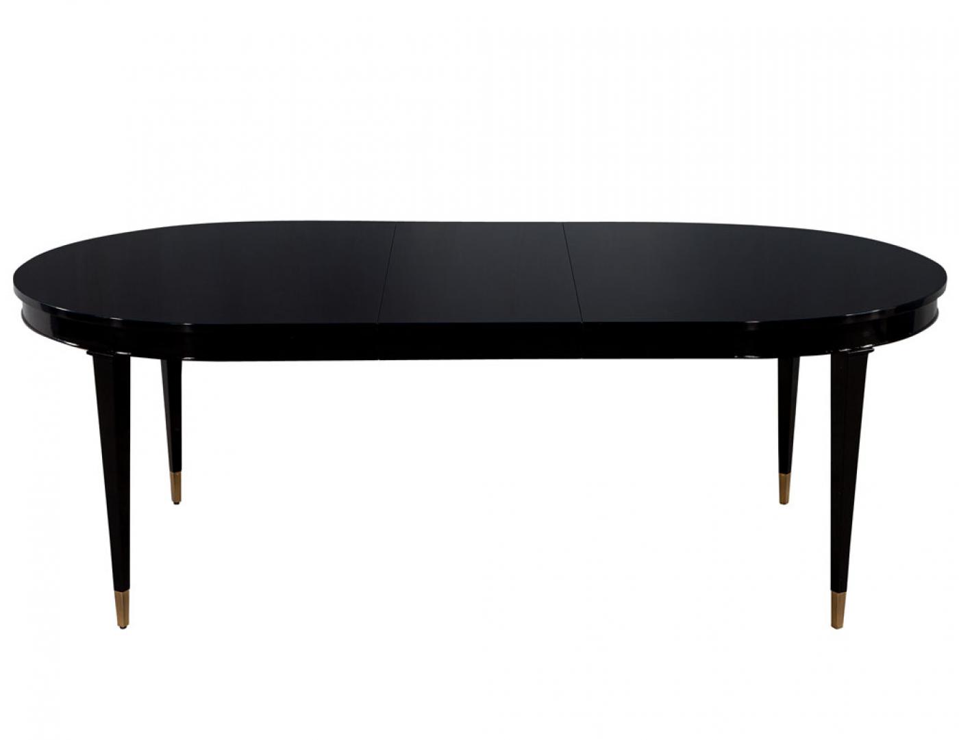 High Gloss Black Lacquered Mahogany Dining Table