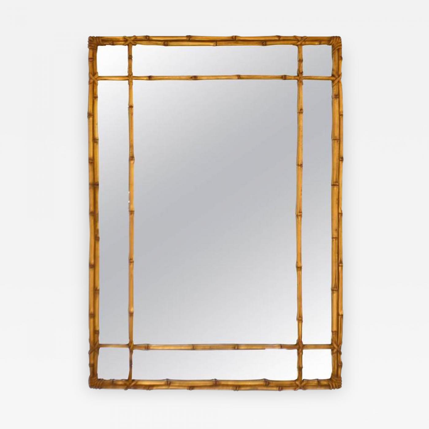 Hollywood Regency Faux Bamboo Gilt Wall Mirror