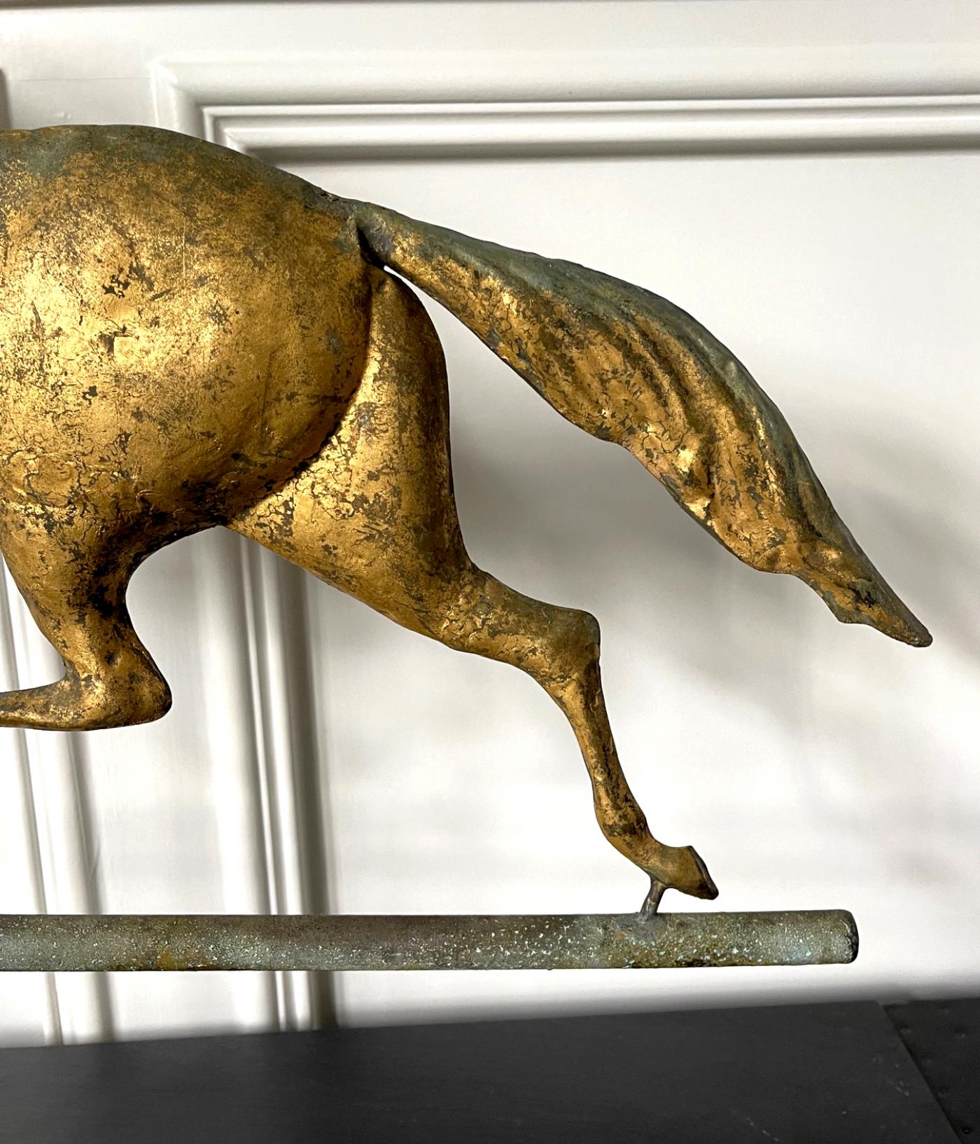 Weathervane Display J. W. Fiske & Company - Horse Weathervane with Gilt Surface on Display ...
