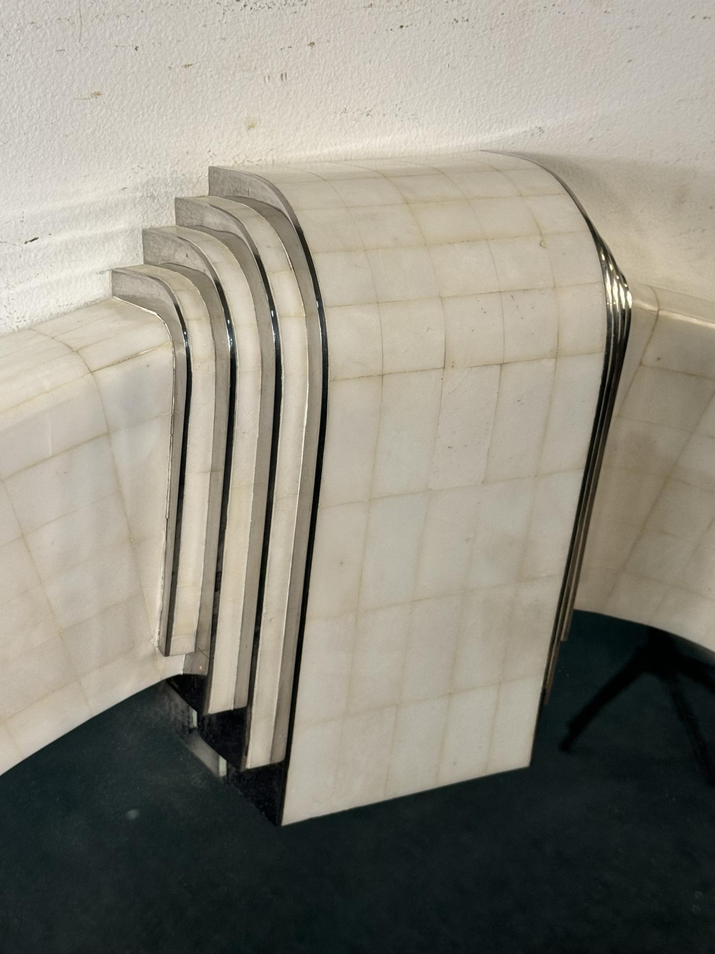 Karl Springer - ITALIAN MODERNIST REVIVAL TESSELATED WHITE STONE AND ...