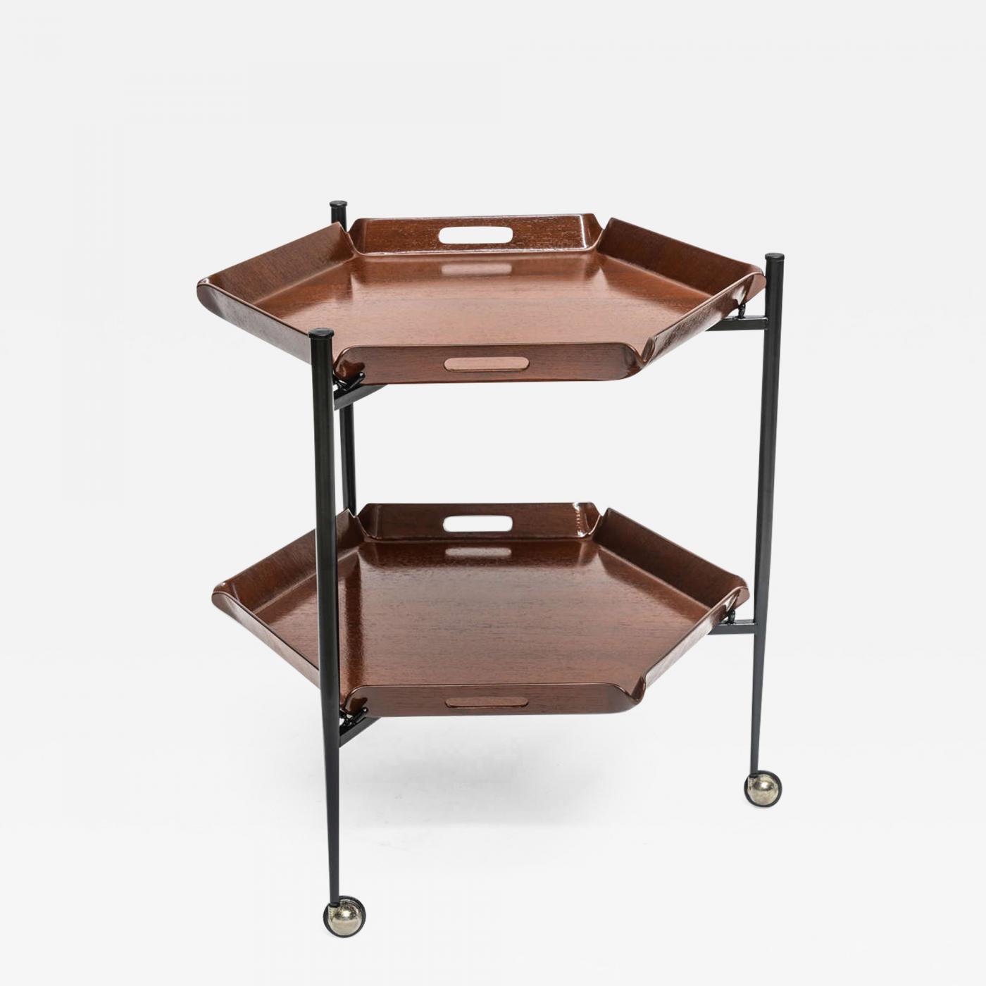 Ico Parisi Italian Modern Two Tier Rolling Tray Table Italian Modern Two Tier Rolling Tray Table Ico Parisi