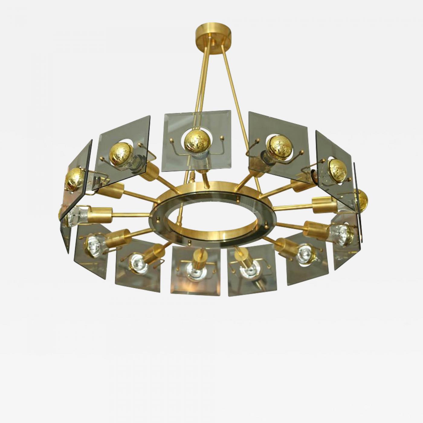 Italian Brass And Smoked Glass Chandelier Listings Furniture Lighting Chandeliers And Pendants Italian Brass Smoked Glass Chandelier