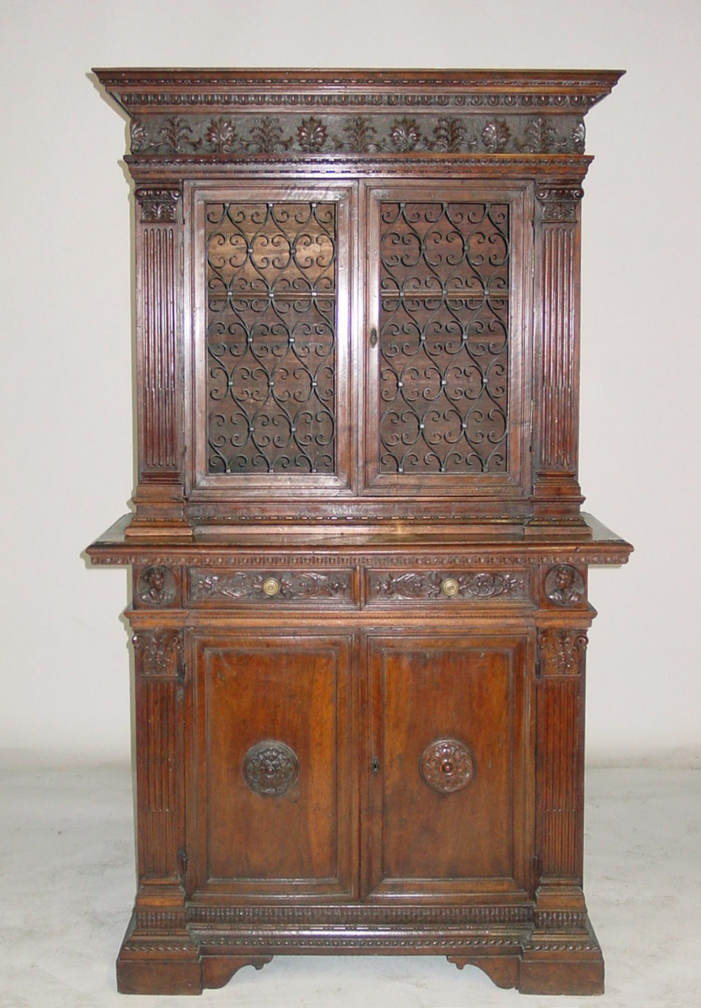 Italian Renaissance Bookcase Italian Renaissance-Style Walnut Bookcase Cabinet