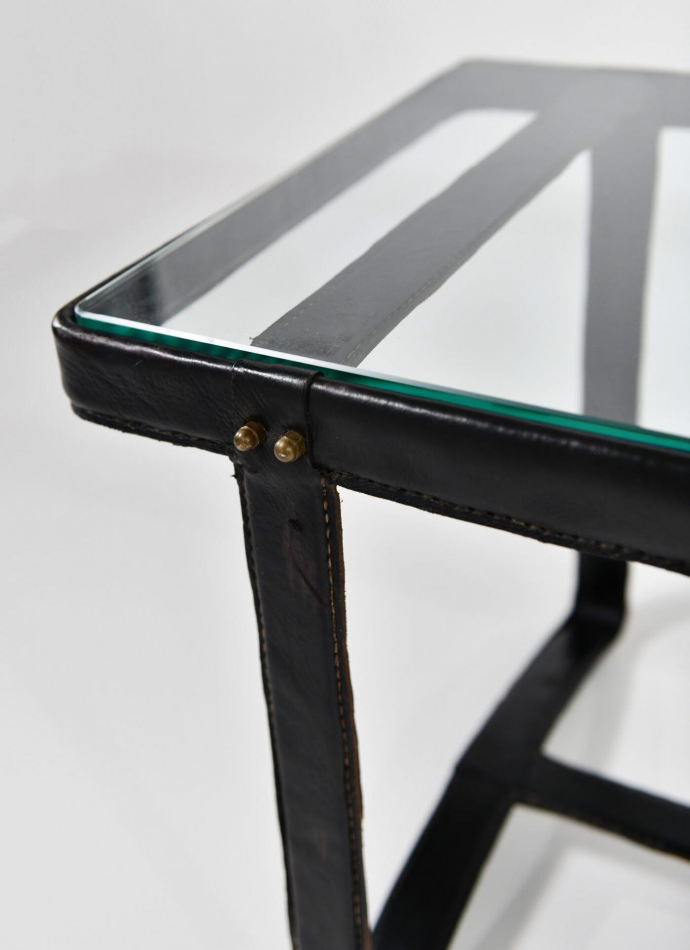 Jacques leather Rectangular coffee table