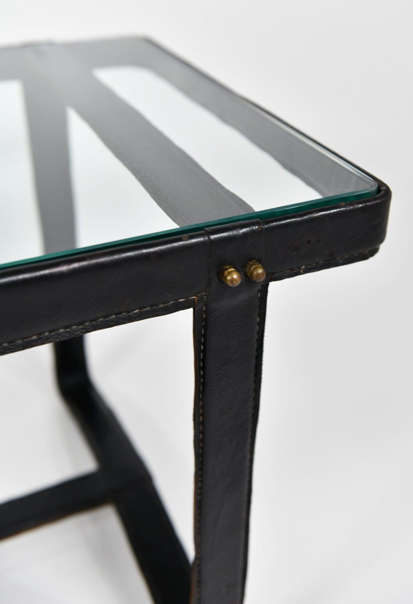 Jacques leather Rectangular coffee table