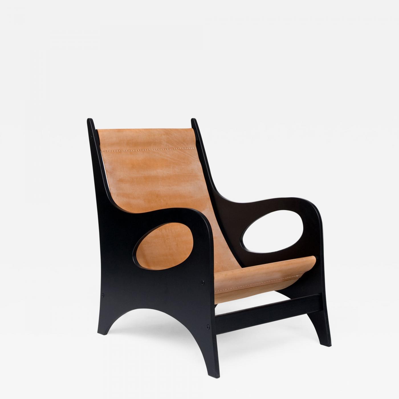 Jacques Jarrige - Armchair with leather seat by Jacques Jarrige 