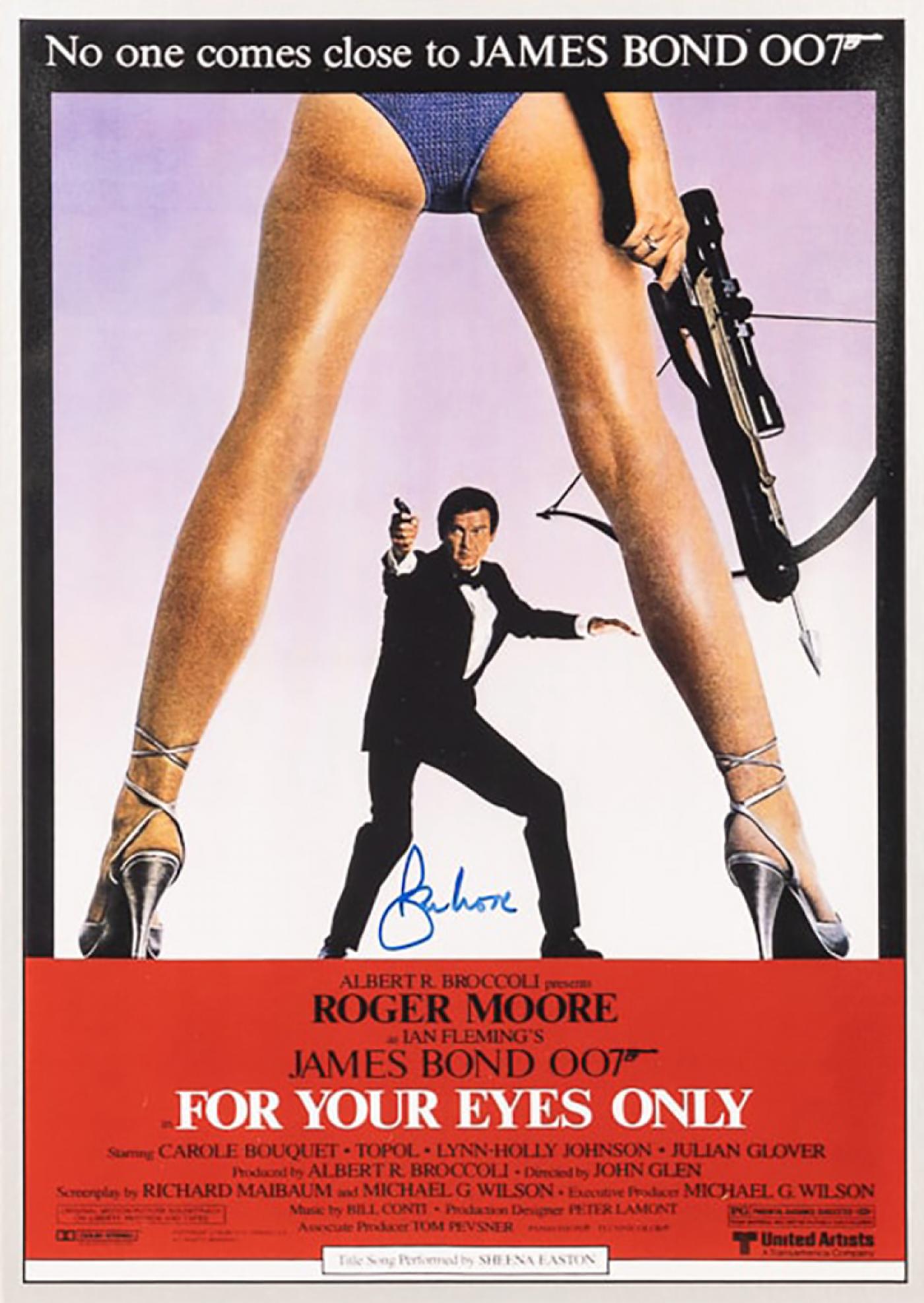 James Bond 007 'For Your Eyes Only' Poster, Signed By Roger Moore