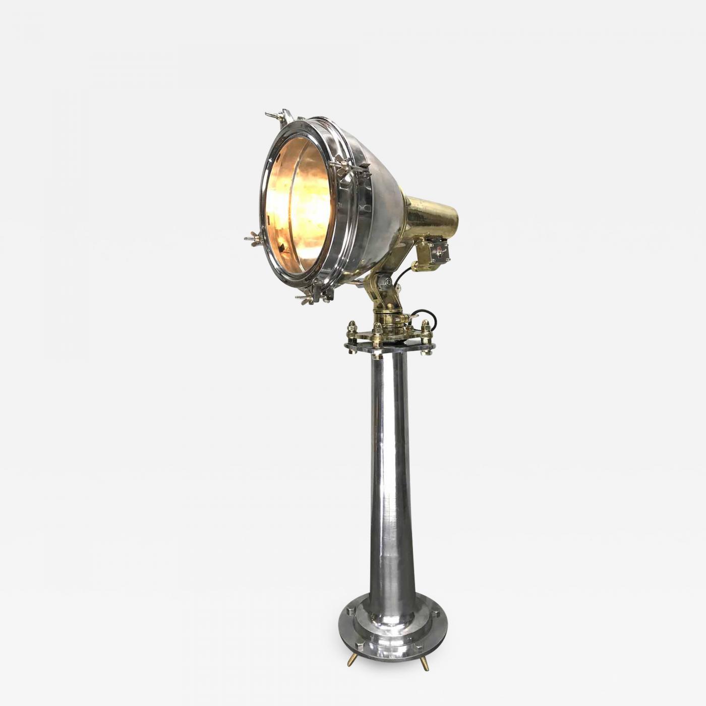 Japanese Industrial Brass Stainless Steel Searchlight Floor Lamp