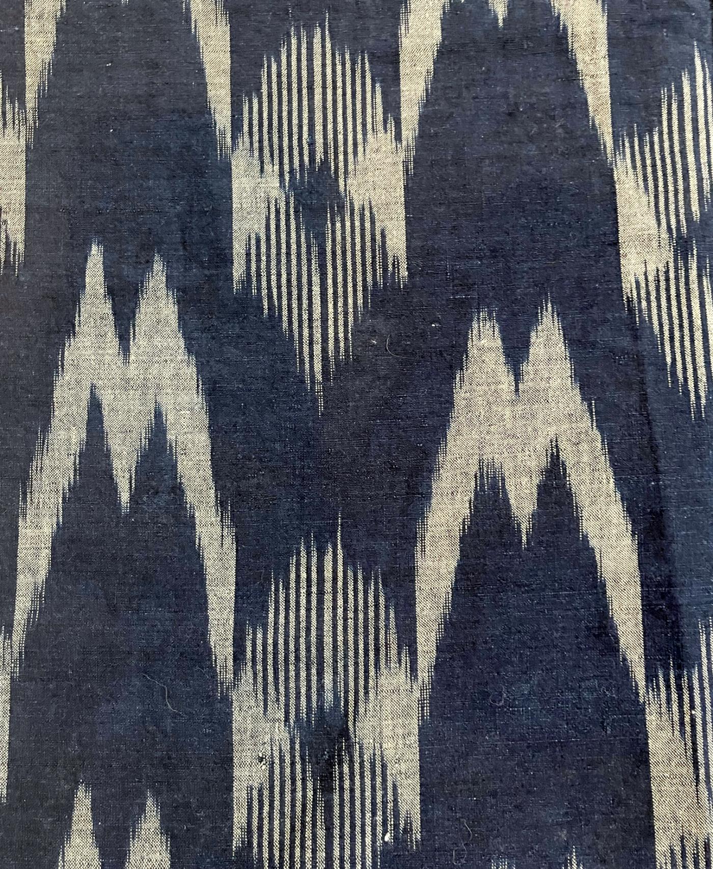 Woven Textile Panels Reference: Japanese Vintage Indigo Woven Ikat Gasuri Textile Panel