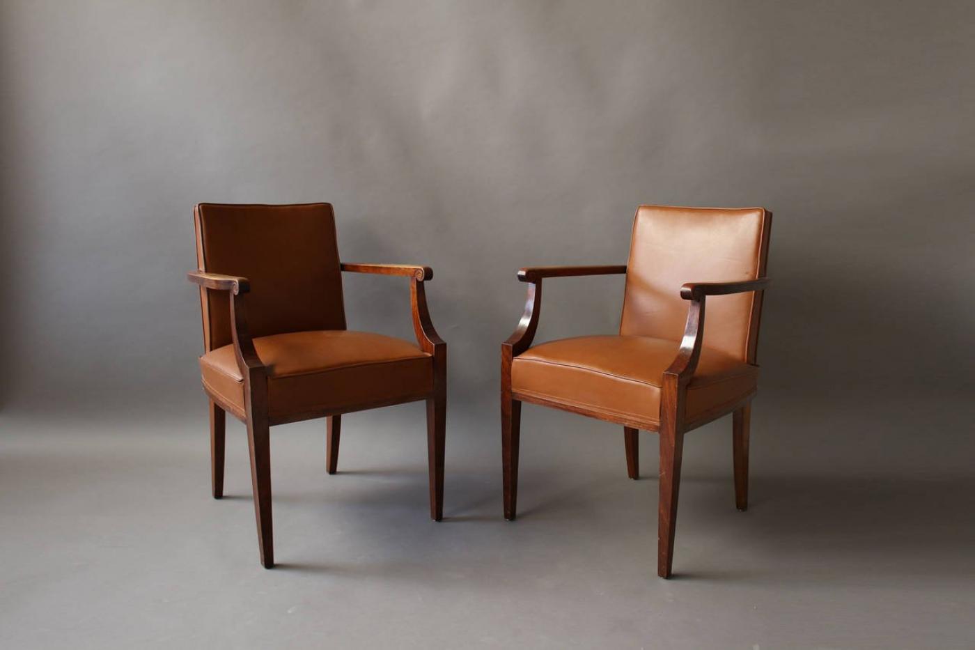 Jean Pascaud - Pair of Fine French Art Deco Mahogany Bridge Chairs