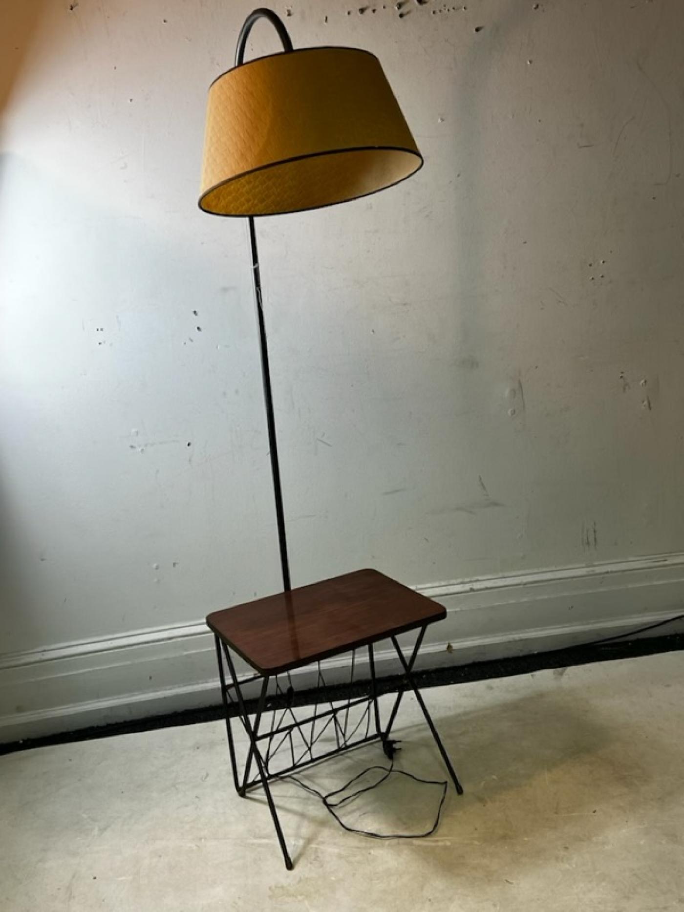 Jean Royère - FRENCH MID CENTURY MODERNIST MAGAZINE RACK TABLE FLOOR LAMP