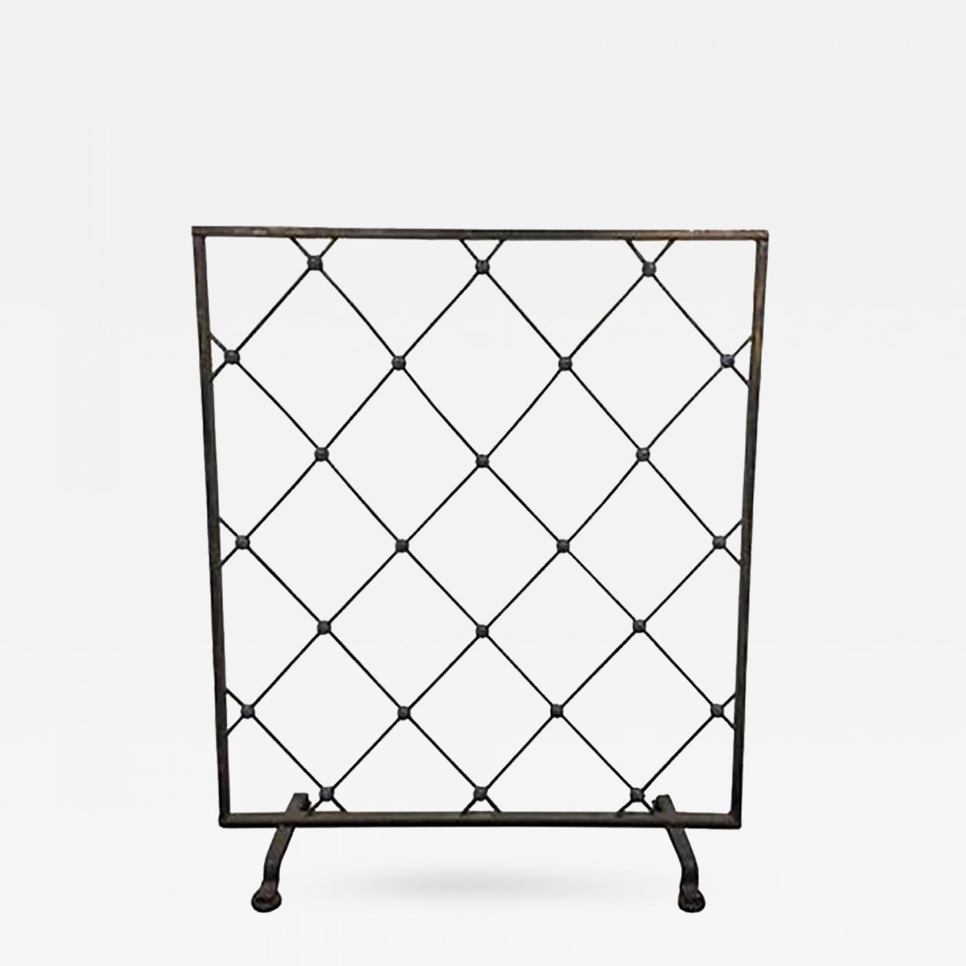 Modernist Iron Fire Screen in the Manner of Jean Royere