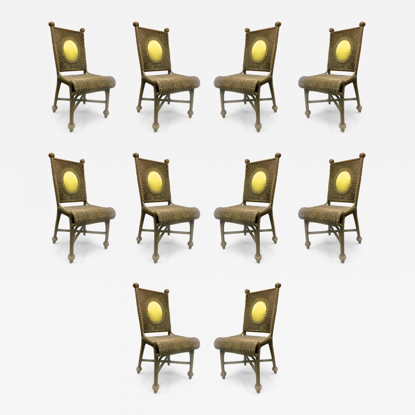 Charlotte Perriand Les Arcs Set of 10 Dining Chairs with Sheepskin Cushions