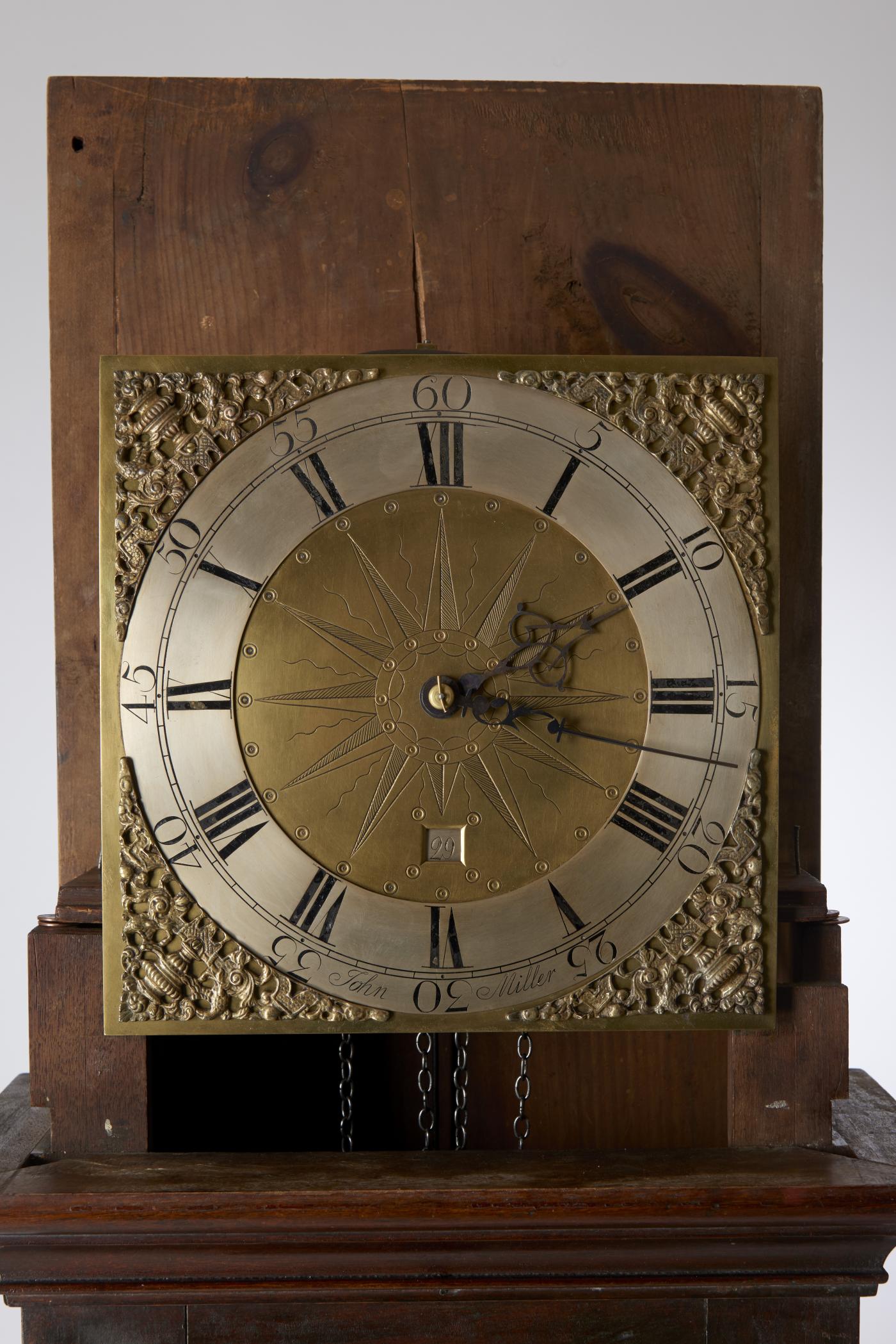 John Miller (clockmaker) A Pennsylvania tall clock with crenellated top