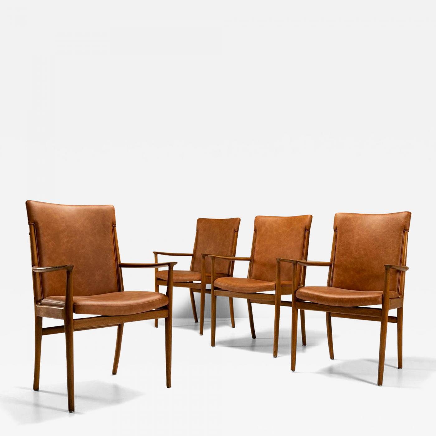 Kai Lyngfeldt Larsen - Four Armchairs in Ash Wood and Leather by