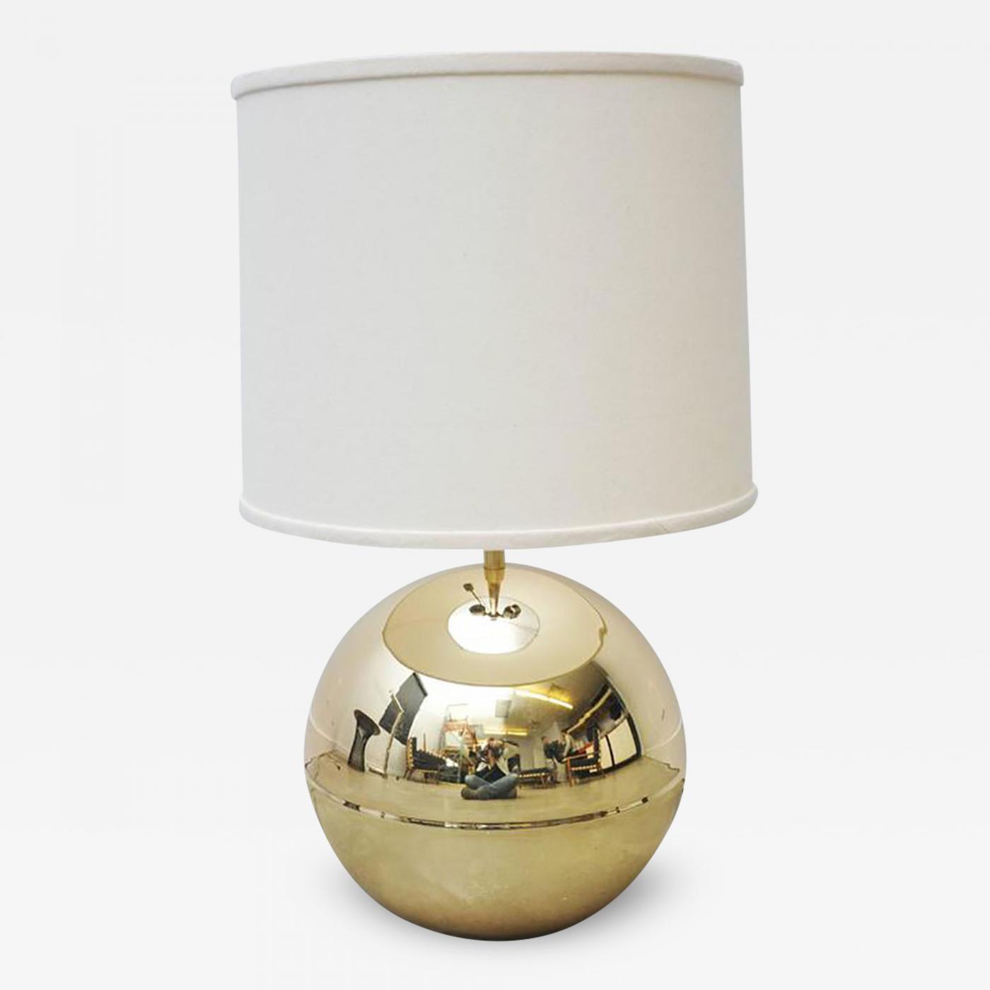 Karl Springer - Karl Springer Brass Sphere Table Lamp