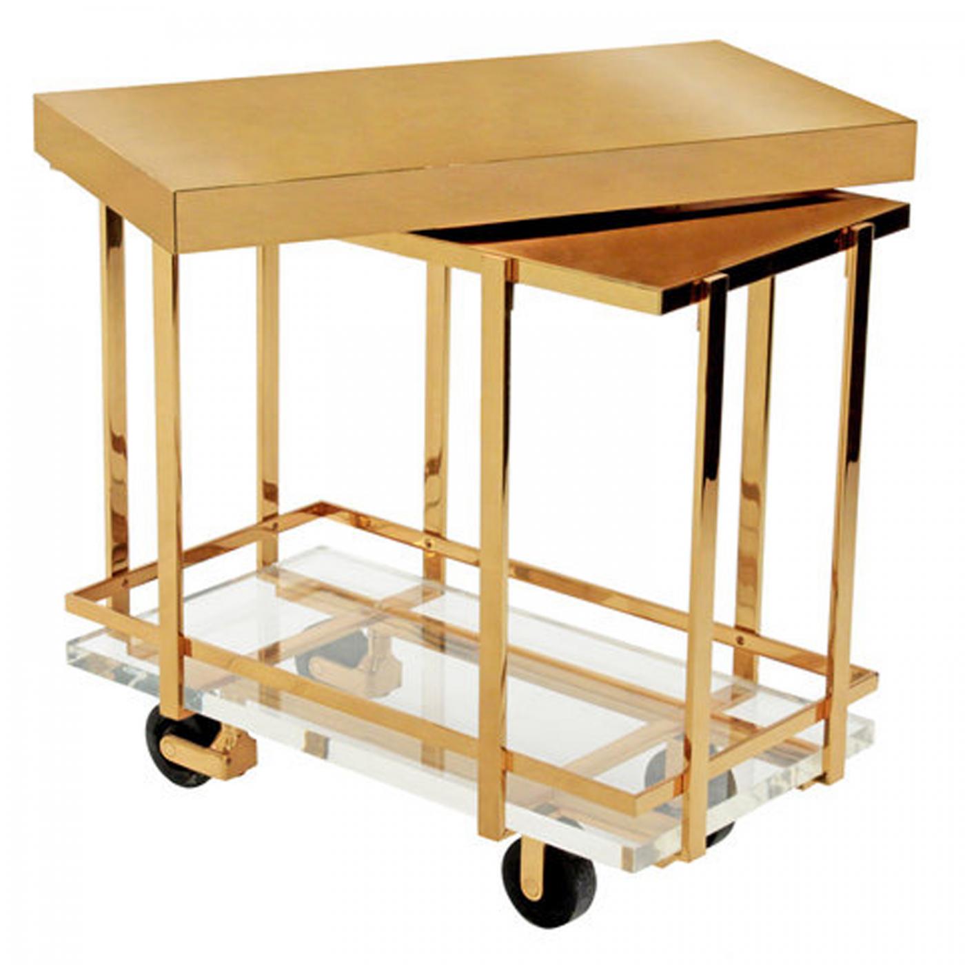 Karl Springer Karl Springer "Brass and Lucite BarCart" 1980s