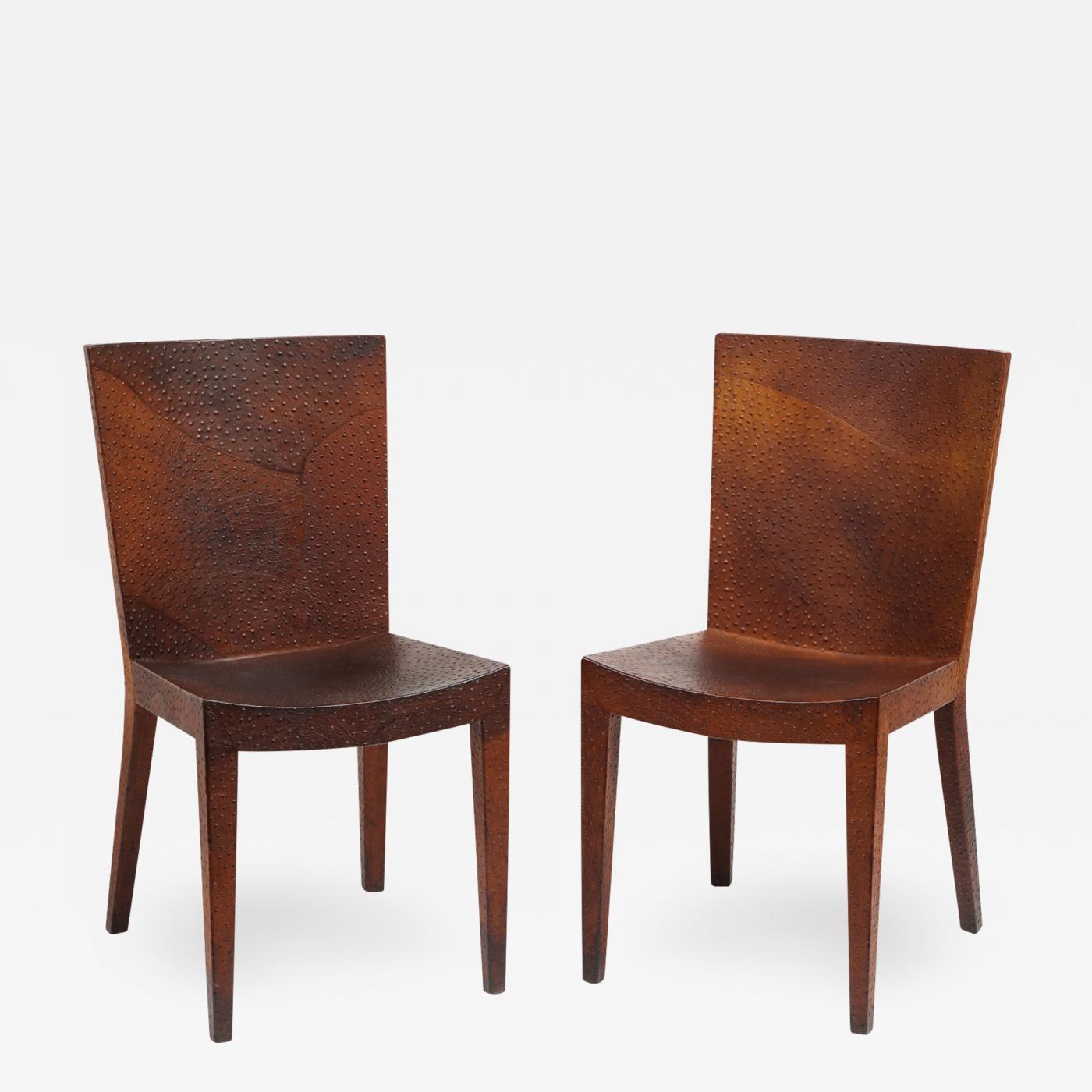 ostrich leather dining chairs