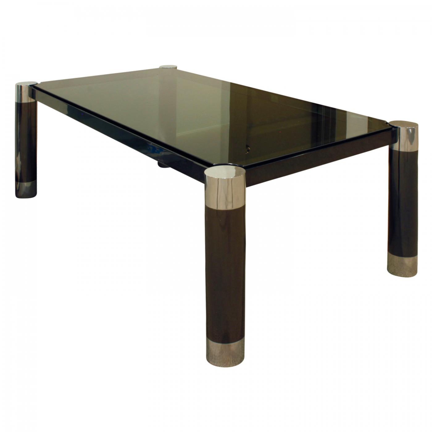 Karl Springer Karl Springer "Round Leg Coffee Table" in Gunmetal and