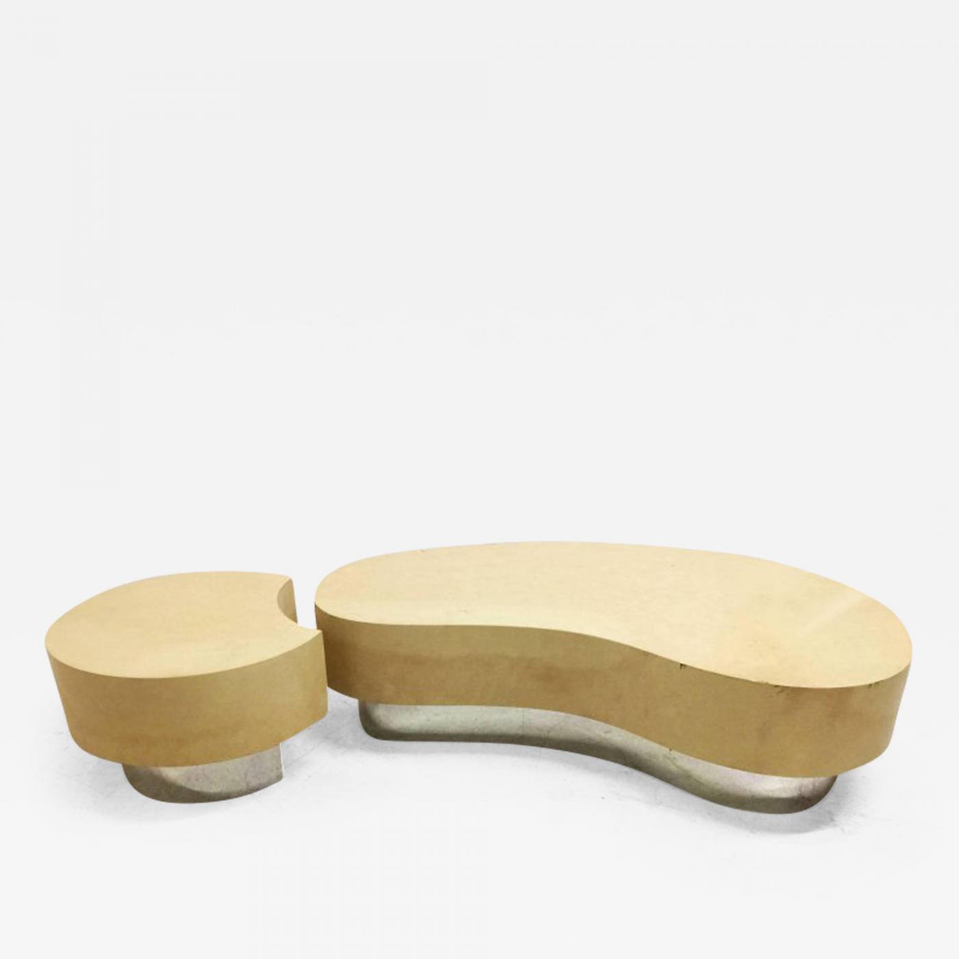 Karl Springer - Two-Piece Faux Goat Kidney Shaped Coffee Table - Karl Springer - Two-Piece Faux Goat Kidney Shaped Coffee Table