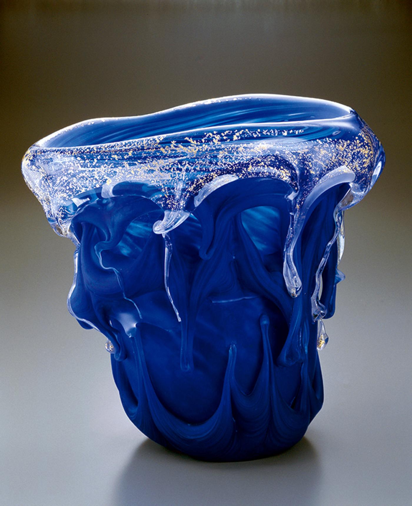 Kyohei Fujita Japanese Art Glass Sculptural Vessel by Kyohei Fujita