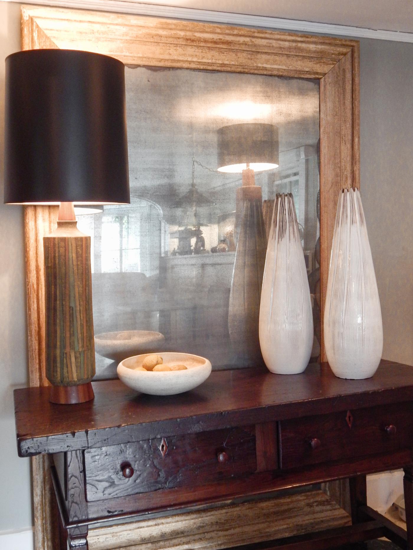 Large Distressed Mirror with Antique Glass