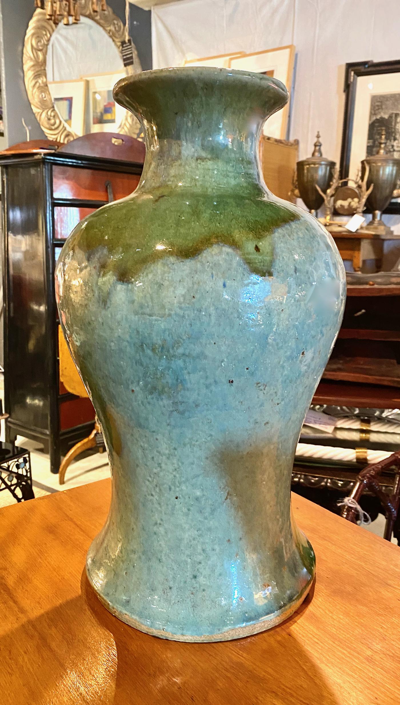 Large Korean or Japanese Drip Glaze Studio Pottery Vase