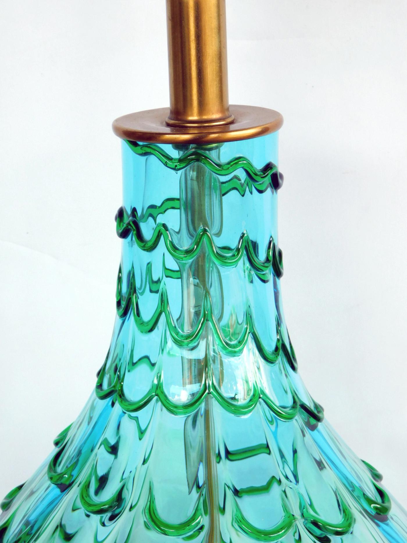 Large Murano 1950s Waterfall Drip Art Glass Lamp