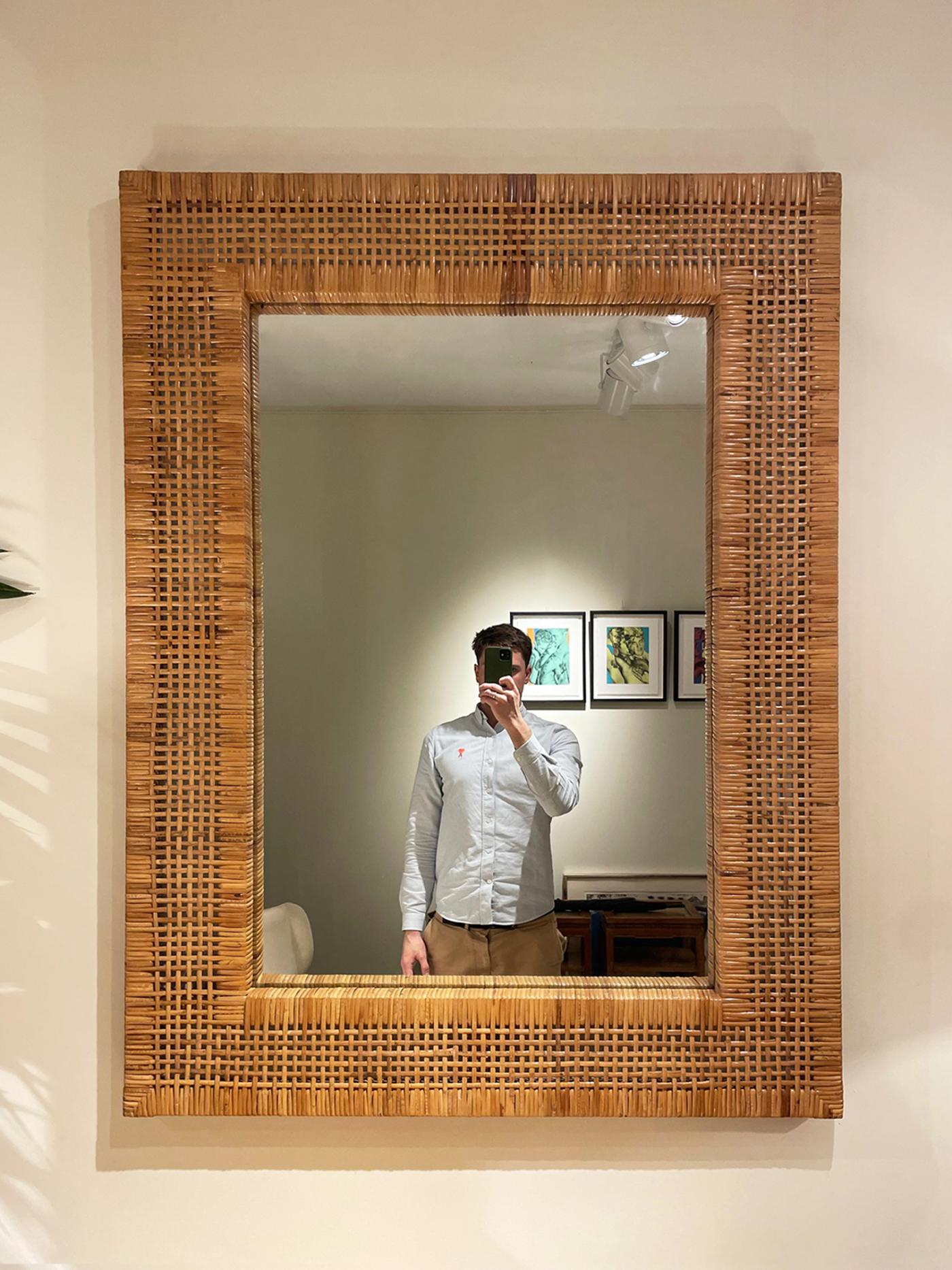 Large Rattan Mirror