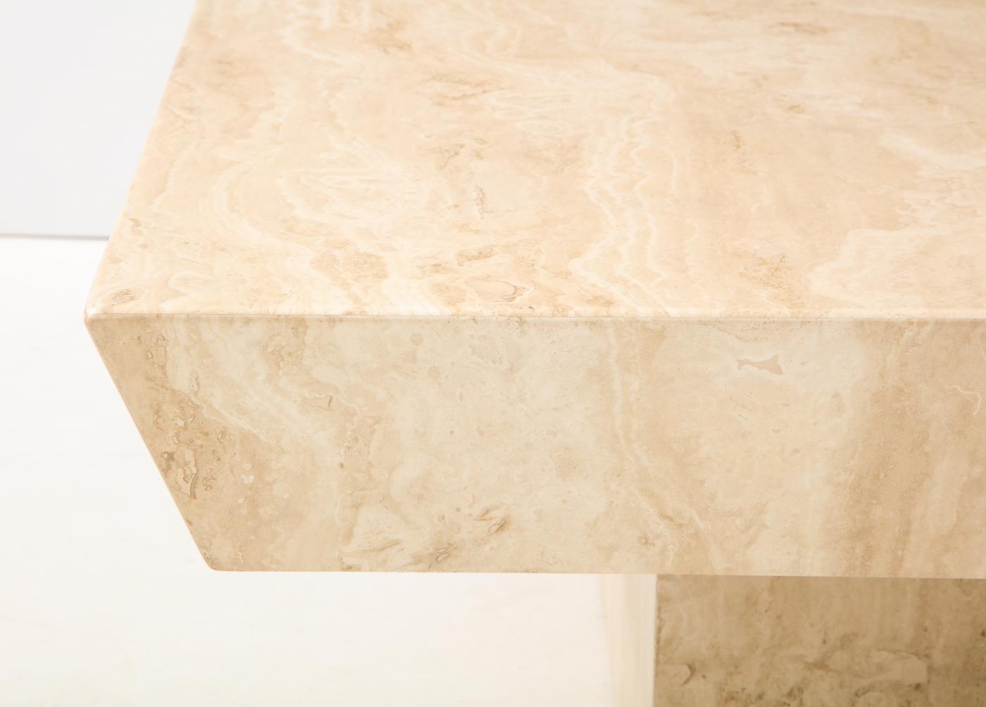 Large Square Travertine Coffee Table.