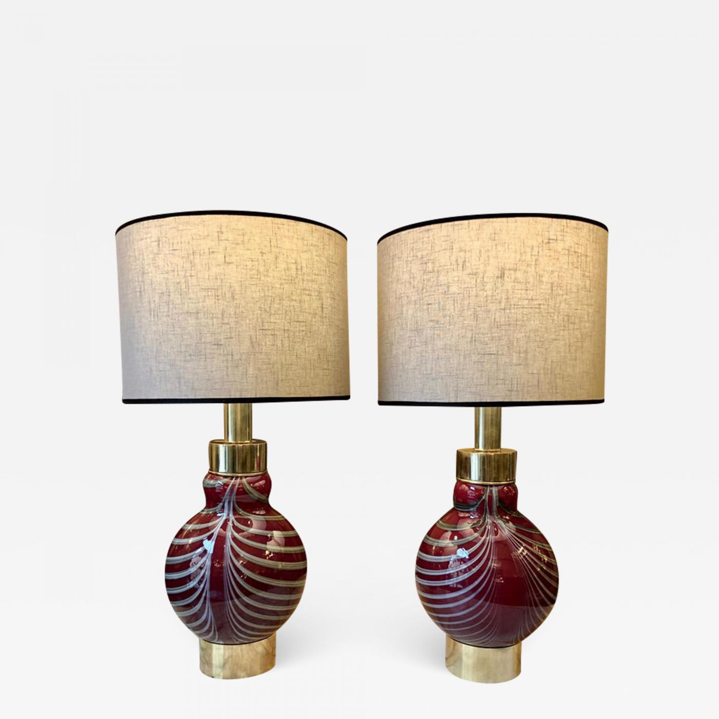 Pair of red vintage table lamps