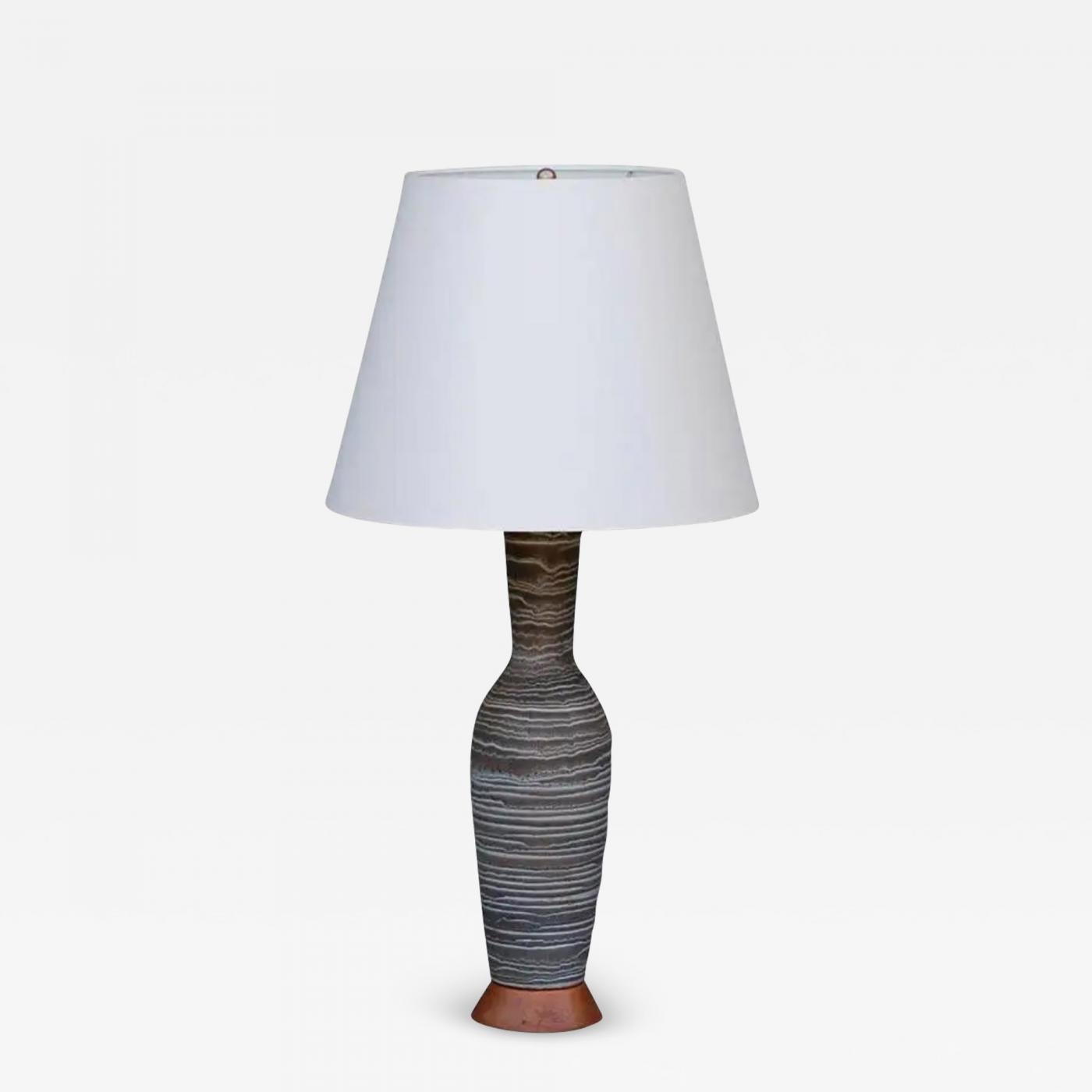 Lee Rosen - Ribbed Salt Glaze Ceramic Lamp by Lee Rosen for Design Technics
