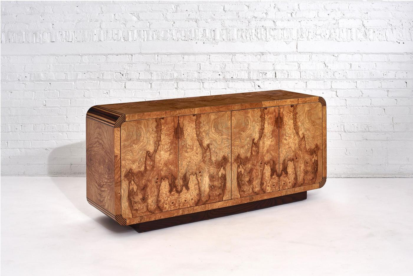 Leon Rosen Leon Rosen Pace Collection Burl Wood Credenza, 1970