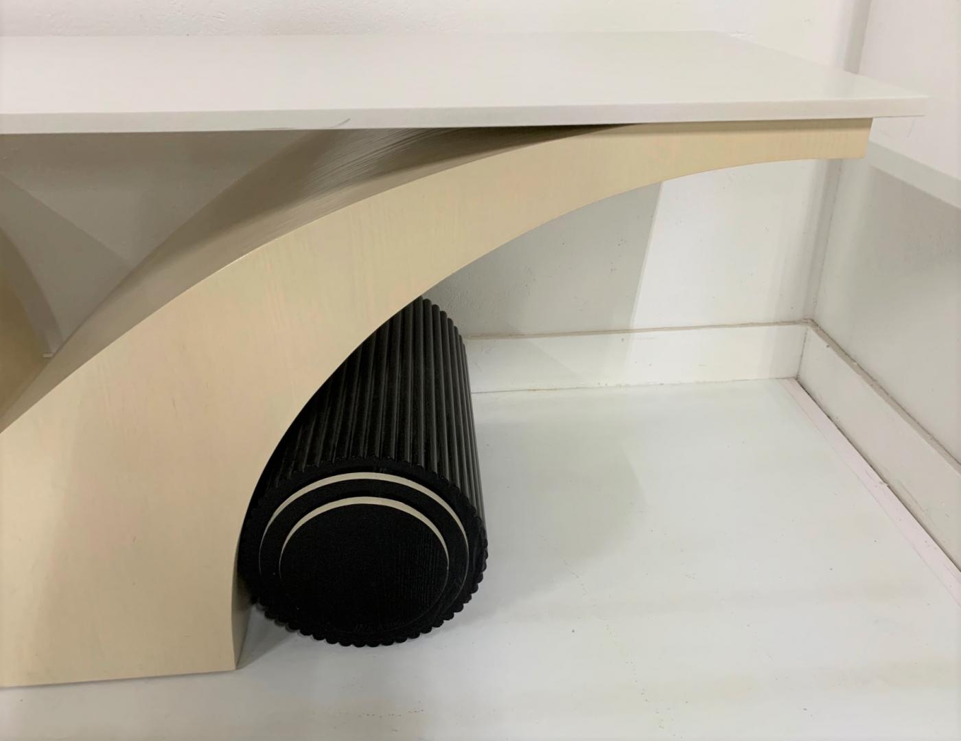 Limed Oak Art Deco Style White Quartz Top Console Table