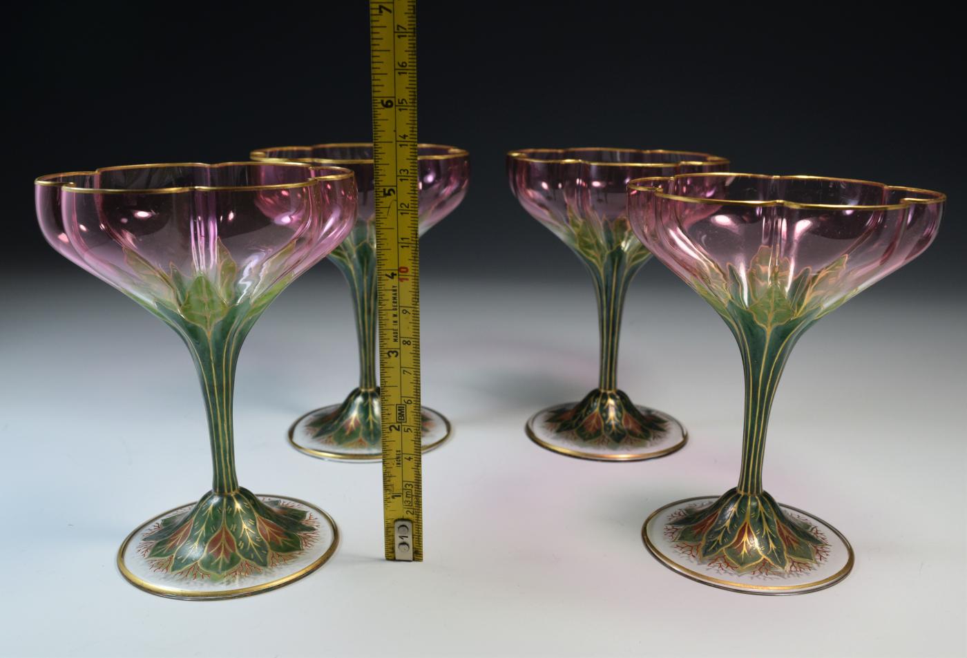 J. & L. Lobmeyr - Lobmeyr Champagne Flower Form Enamel Art Glass 1905