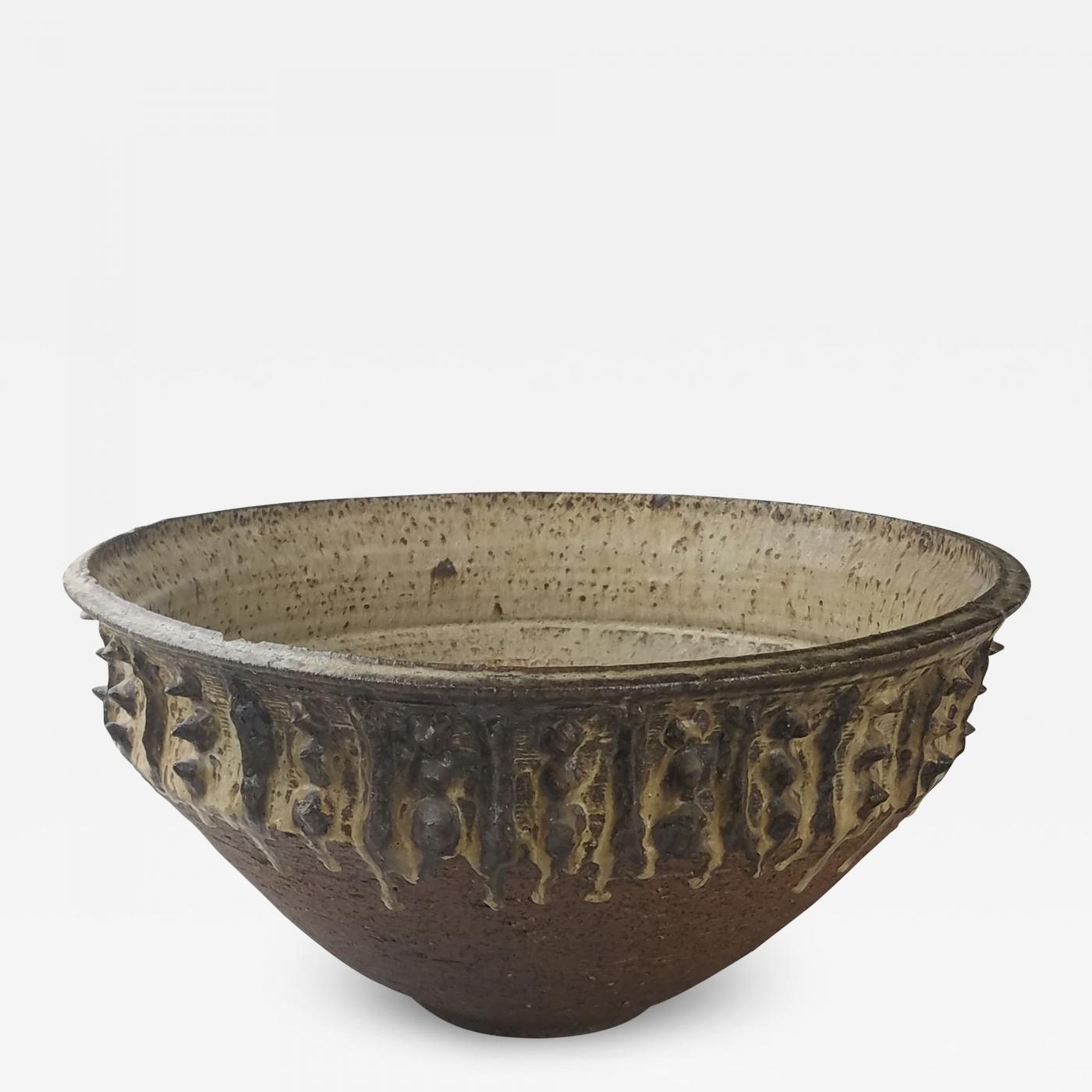 Drucker Antiques - Louis Mendez very large earthtone stoneware bowl